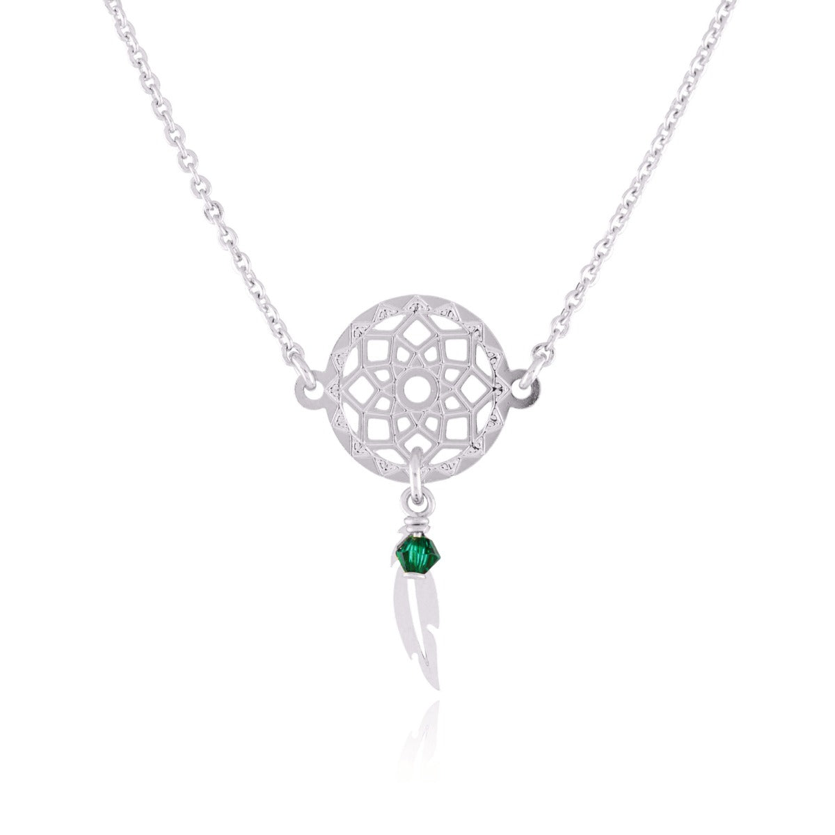 Collier capteur argent petit modèle cristal vert