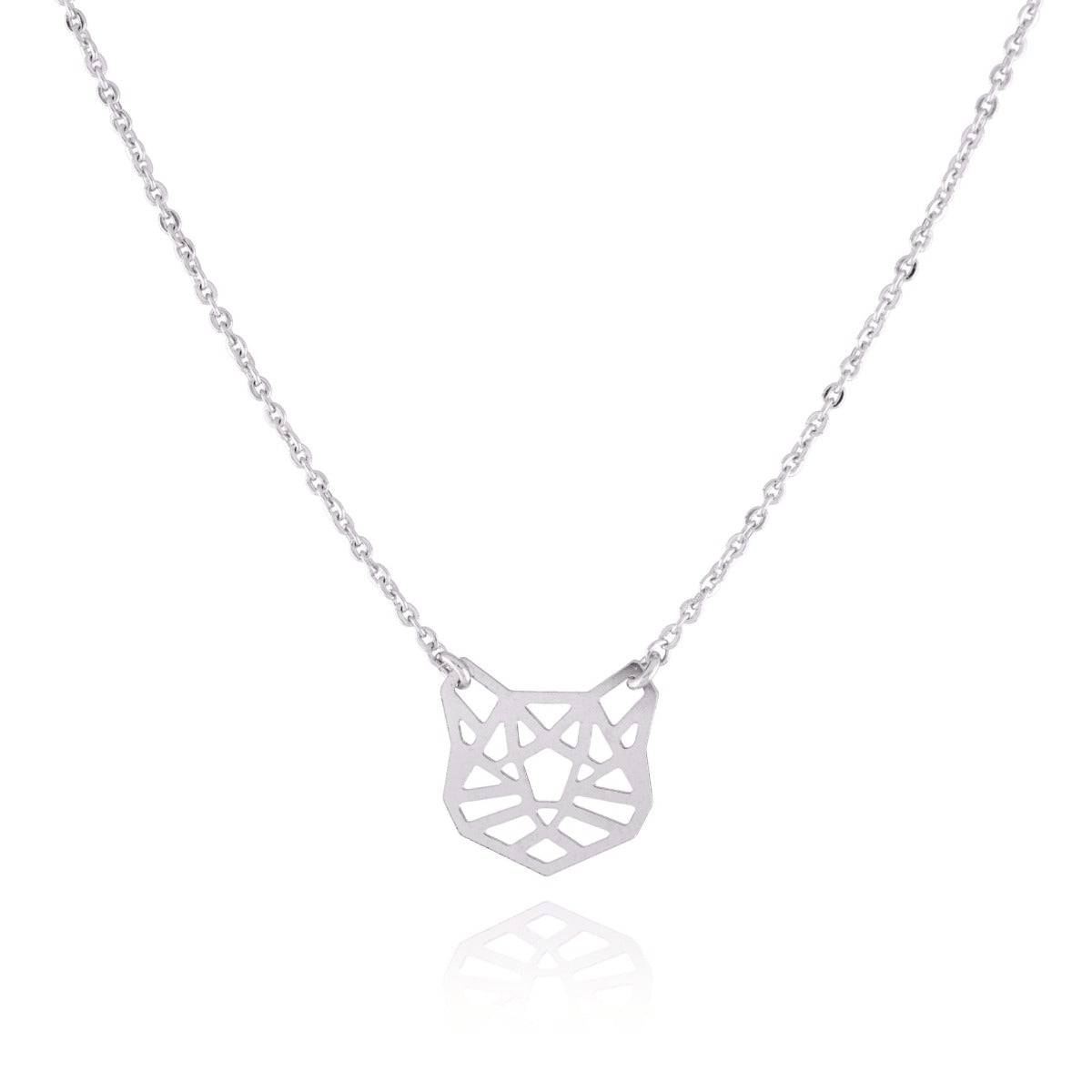 Collier chaine fine ajustable animal tête de chat origami