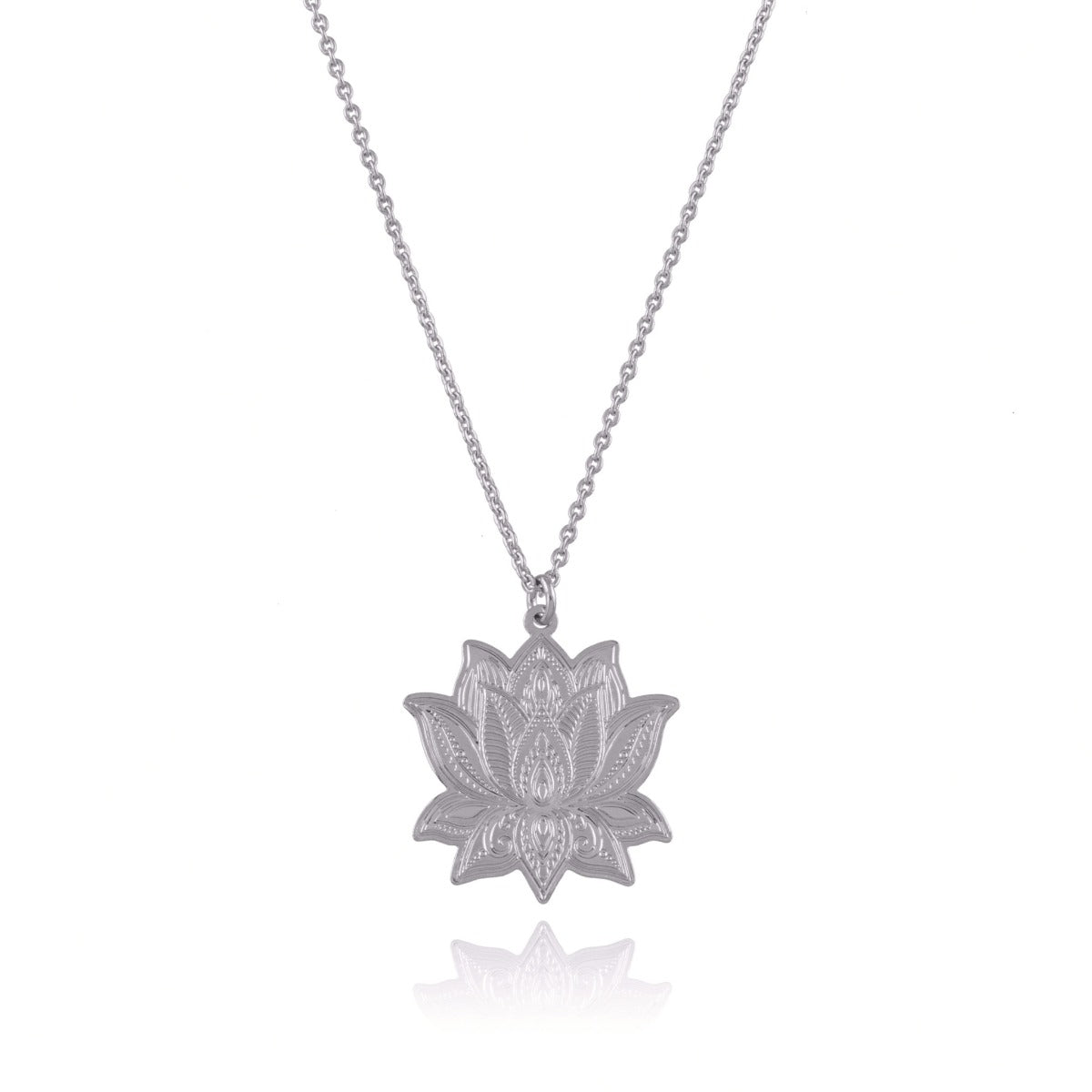 Collier coeur de lotus argent