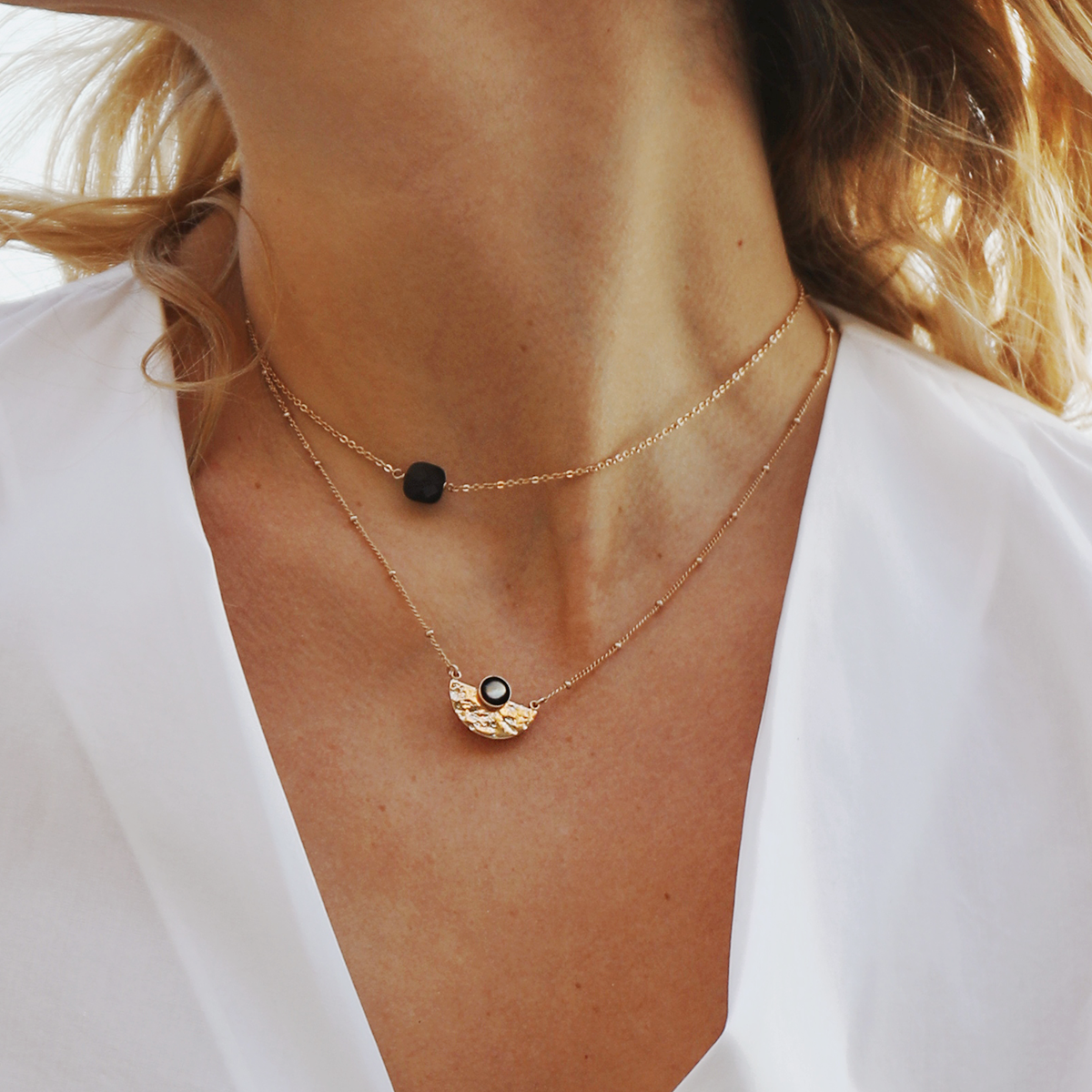 Collier Chaine fine Emma pierre semi-précieuse