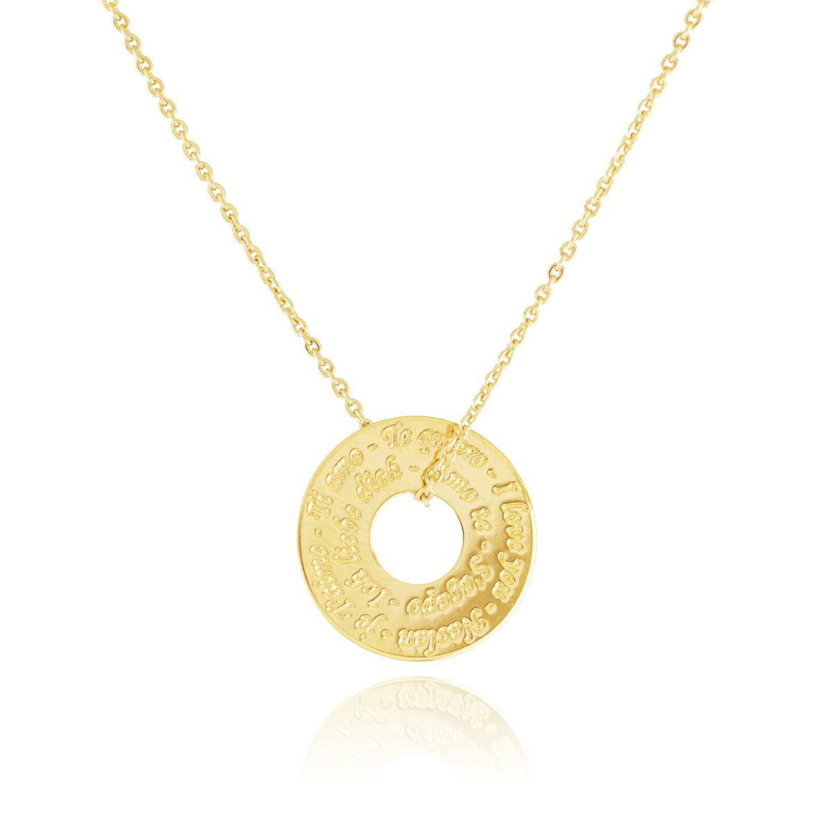 Collier gravé je t'aime multi langue or