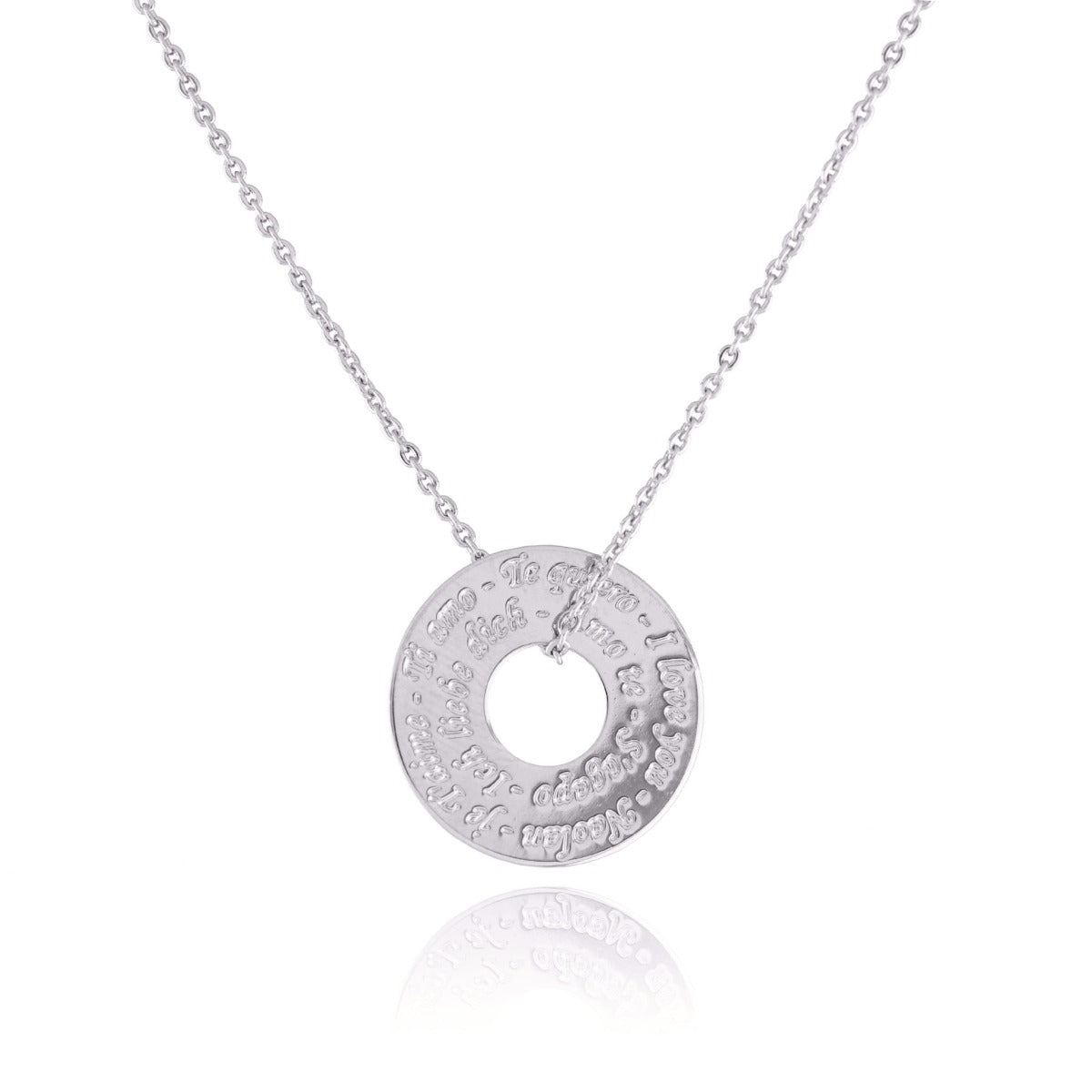 Collier gravé je t'aime multi langue argent