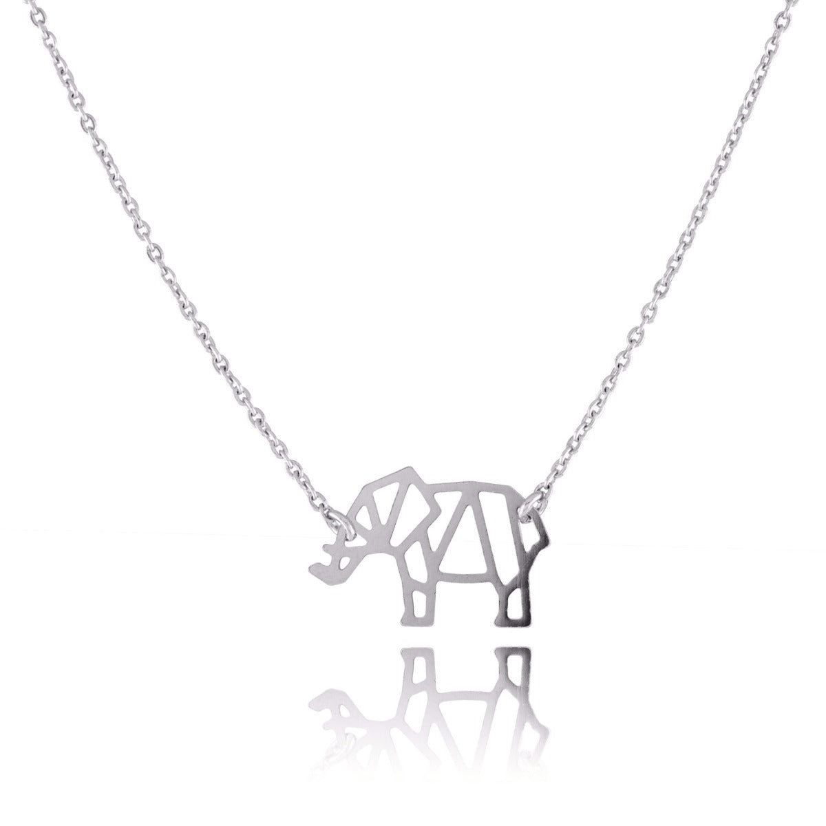 Collier elephant origami argent ajustable