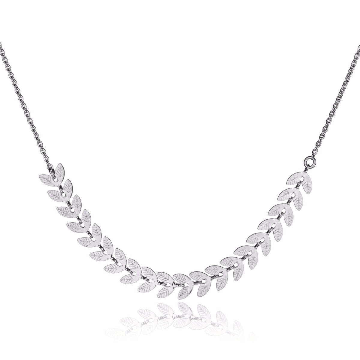 Collier feuilles de laurier argent