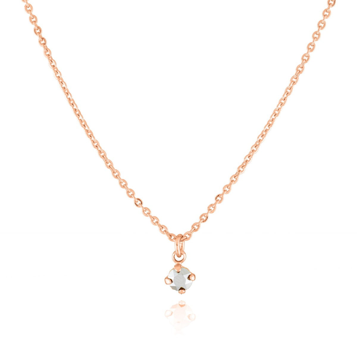 Collier solitaire cristal gris