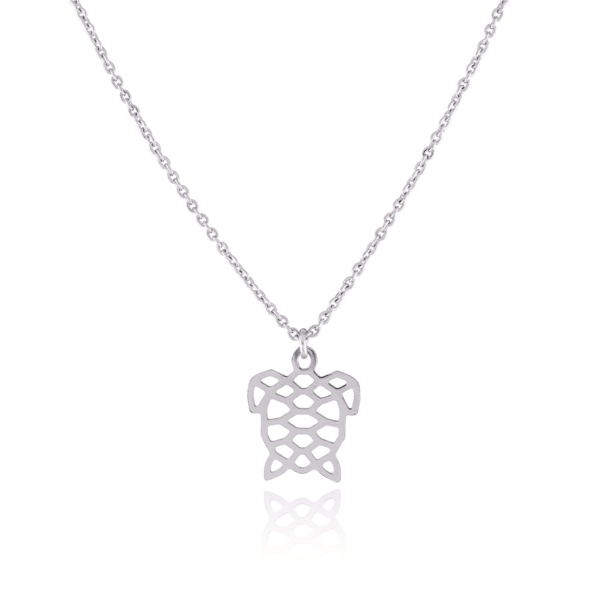 Collier tortue origami argent