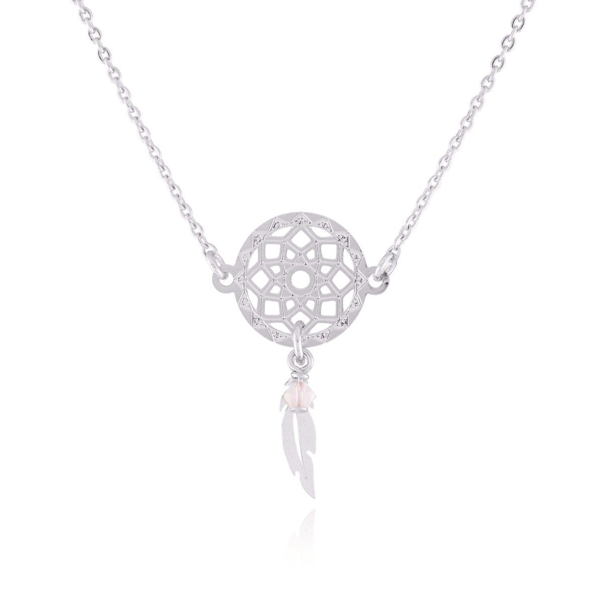 Collier capteur petit modèle cristal rose argent