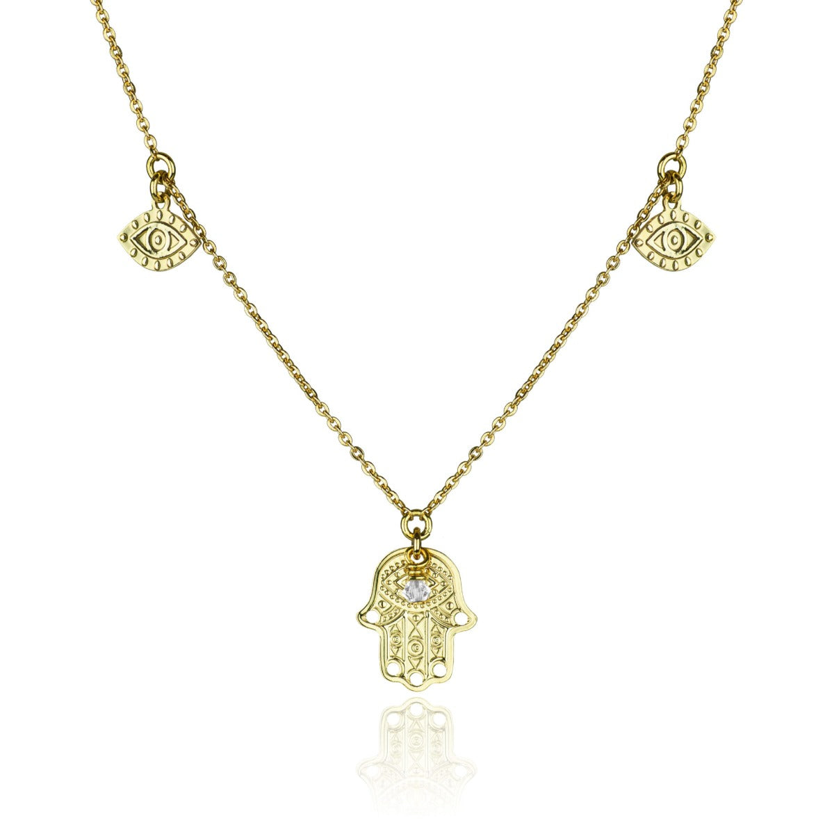 Collier trois yeux main Fatma transparent