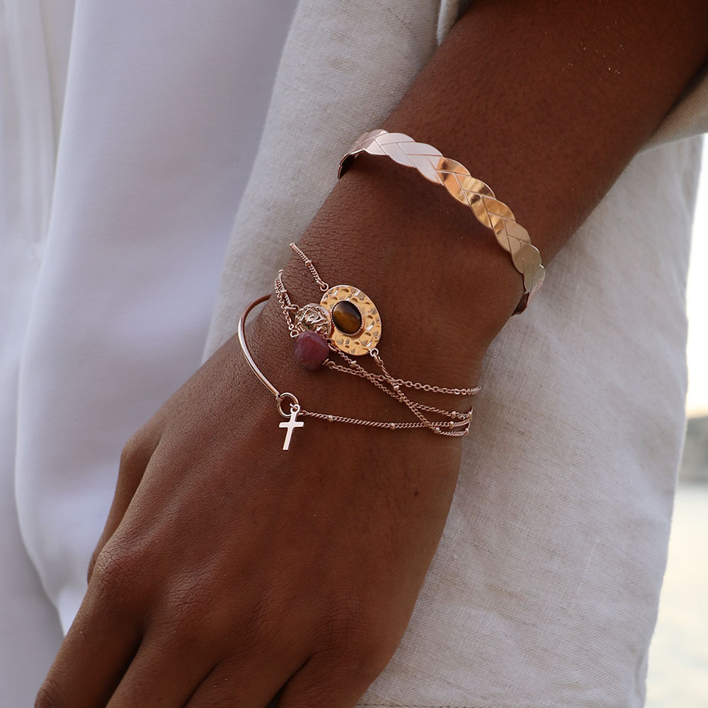 Bracelet jonc tresse ajustable