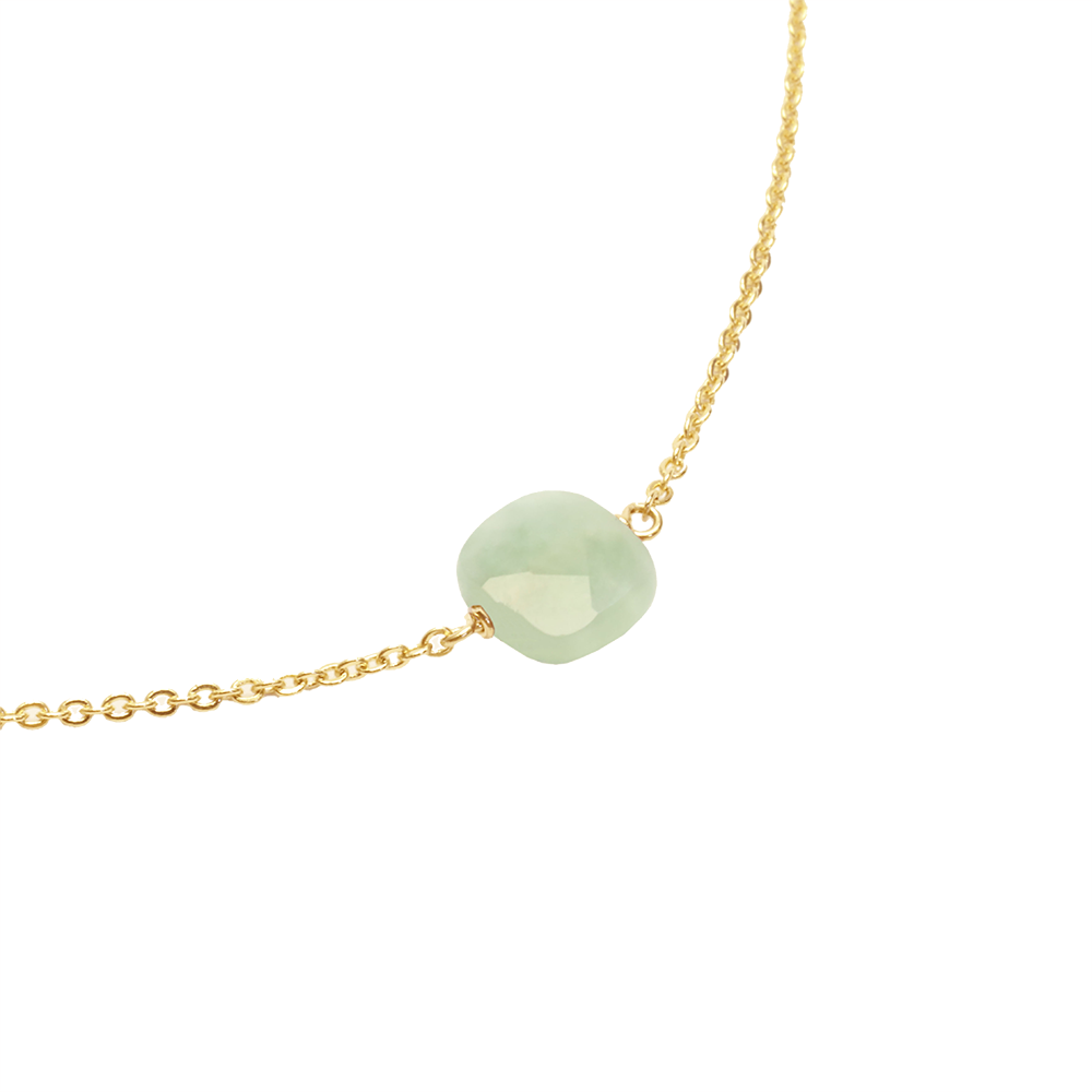 Collier doré ajustable pierre jadeite
