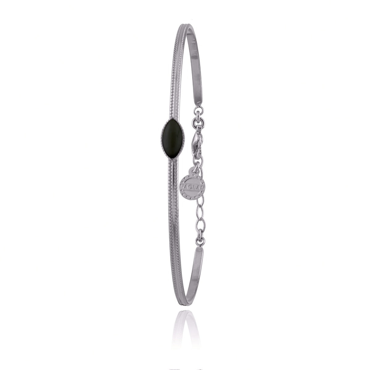 Jonc Cabochon noir pierre naturelle