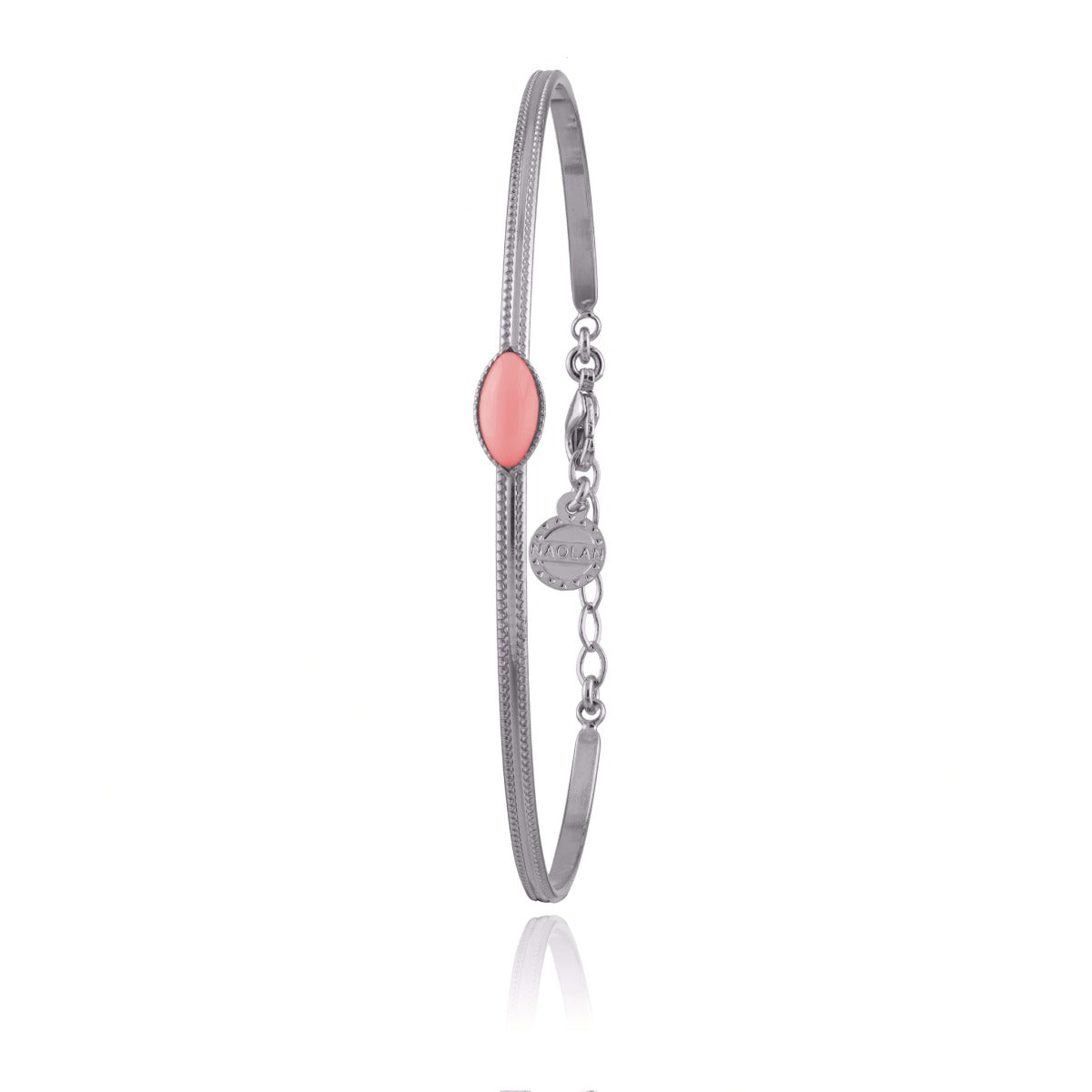 Jonc cabochon rose pierre naturelle