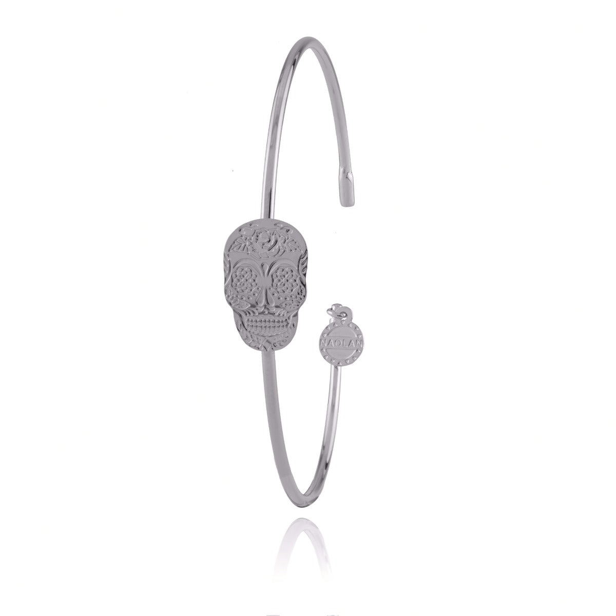 Jonc calavera argent ajustable