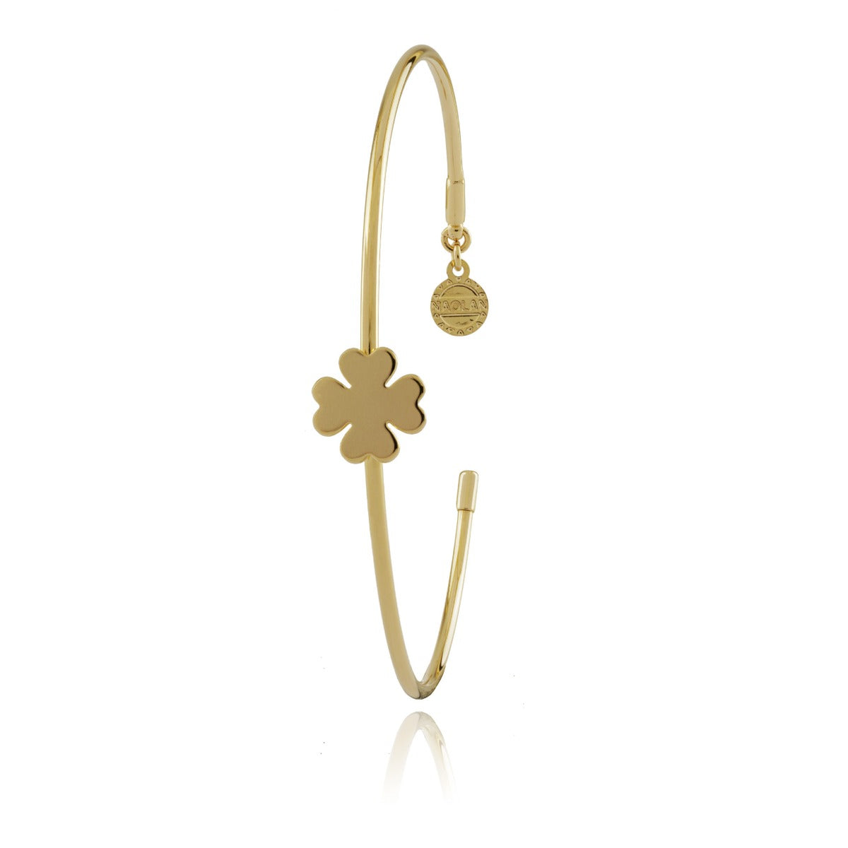 Bracelet jonc porte-bonheur trèfle
