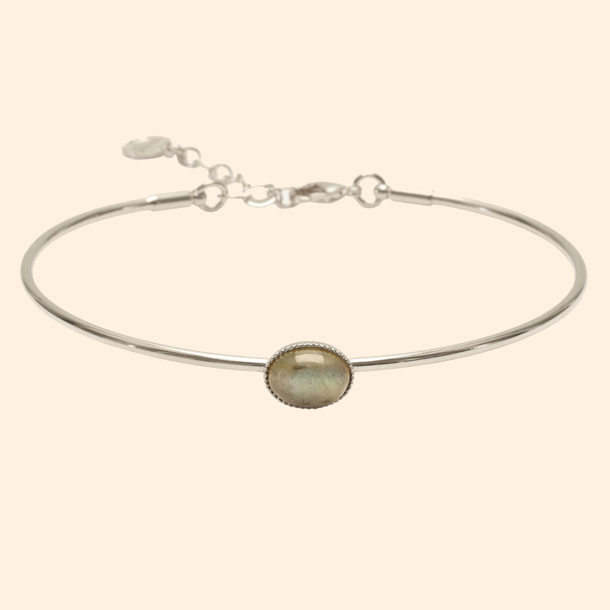 Jonc ajustable argent pierre labradorite