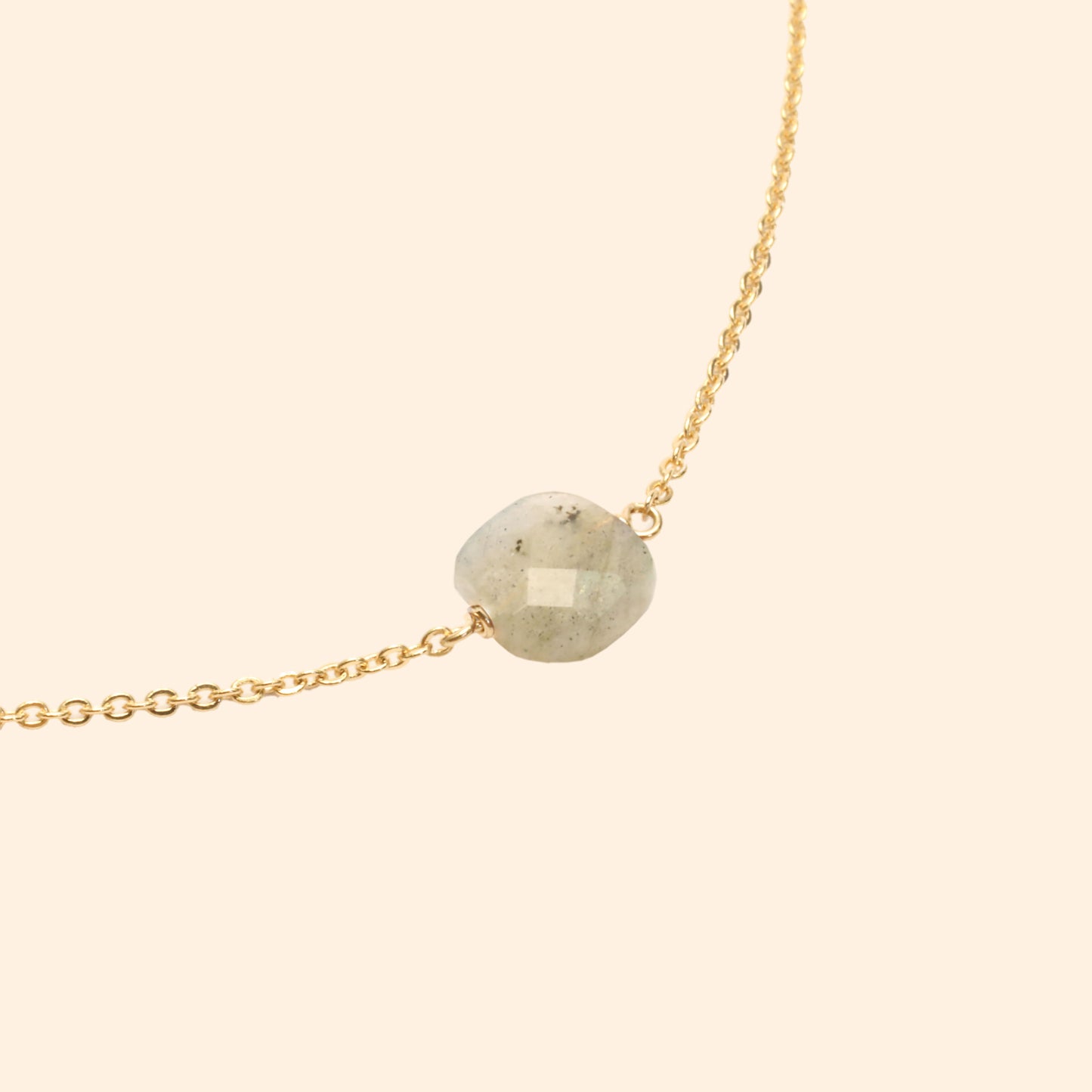 Collier doré ajustable pierre labradorite