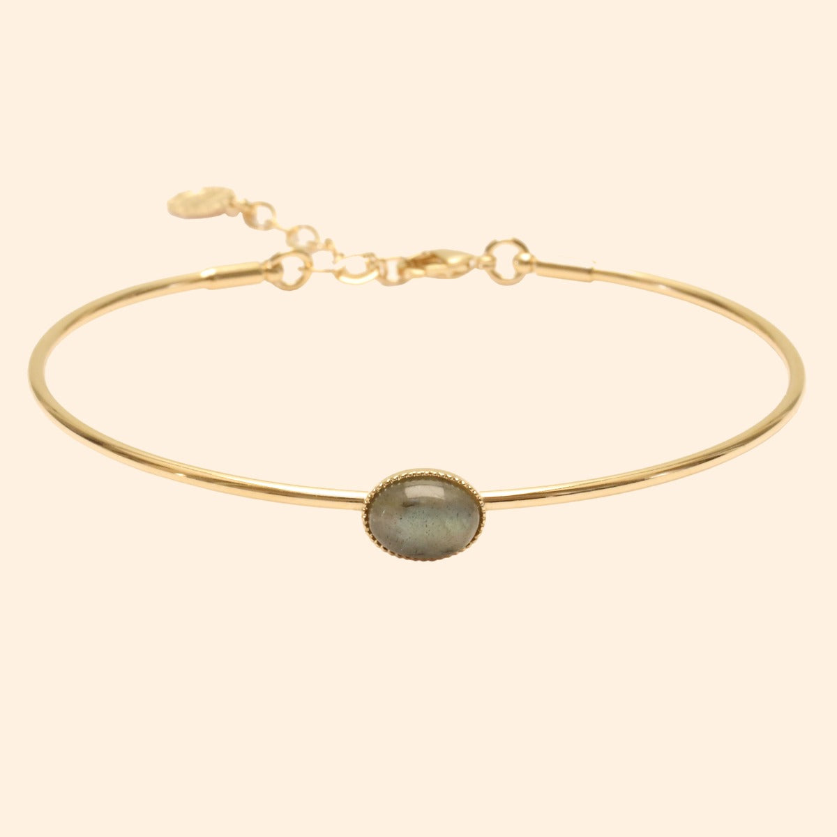 Jonc ajustable doré pierre labradorite