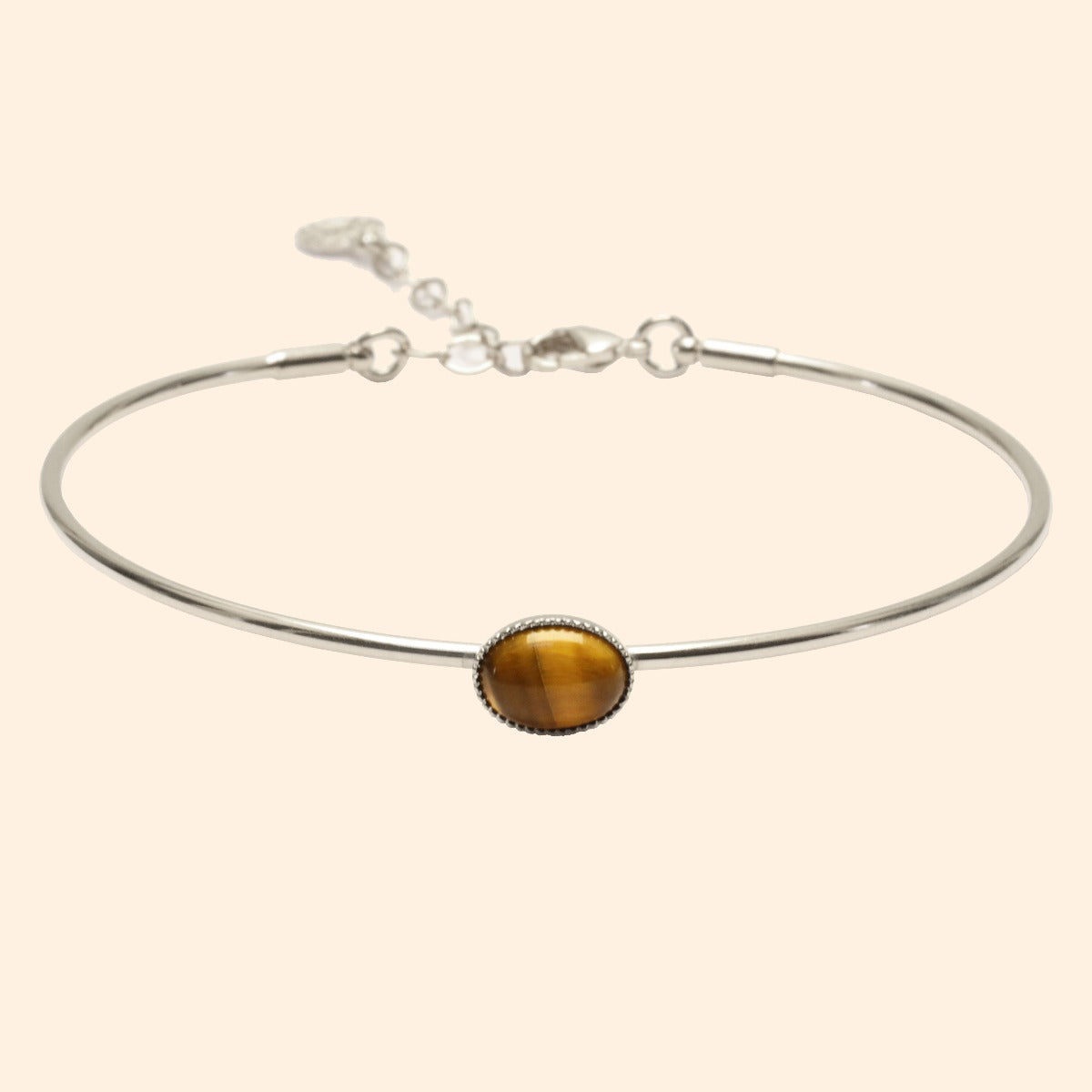 Jonc ajustable argent oeil de tigre