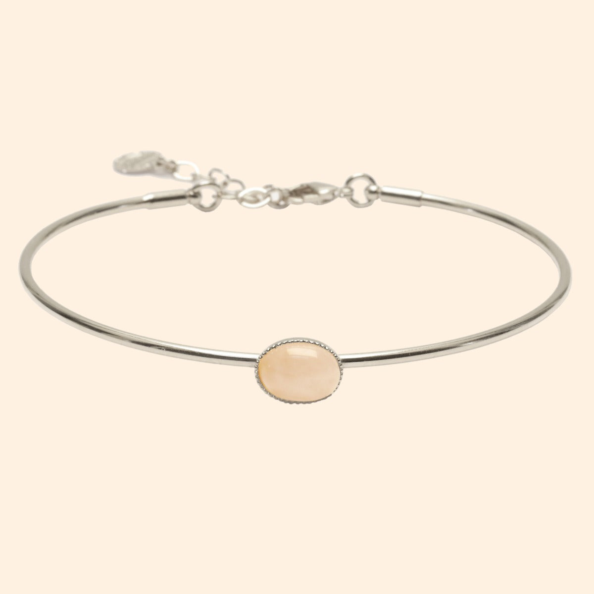 Jonc ajustable argent quartz rose