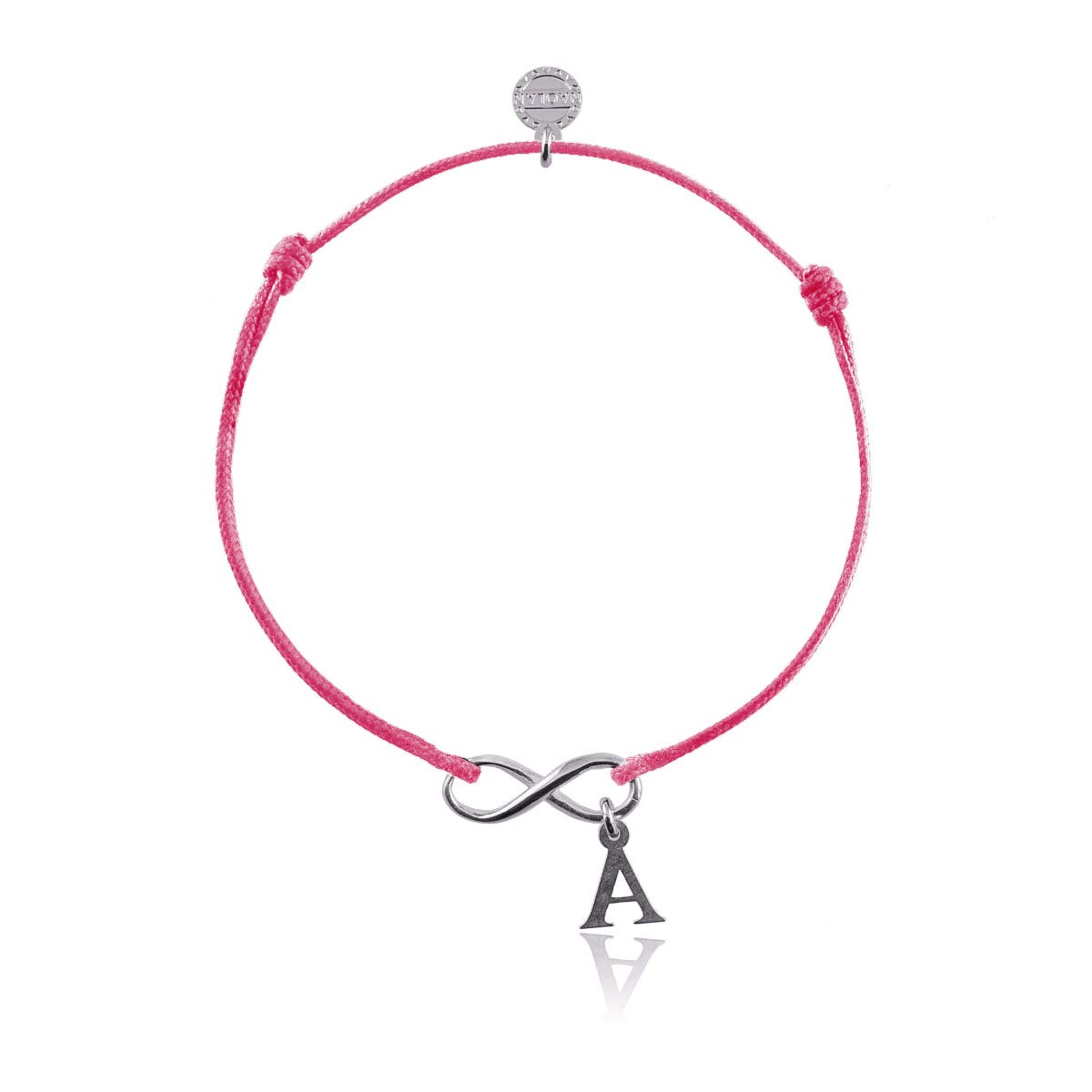 Bracelet cordon infini pampille lettre réglable
