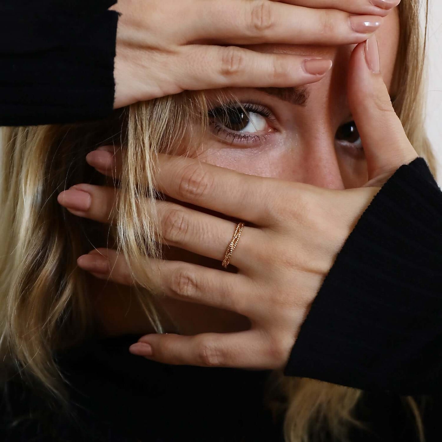 bague anneaux entrelacées doré