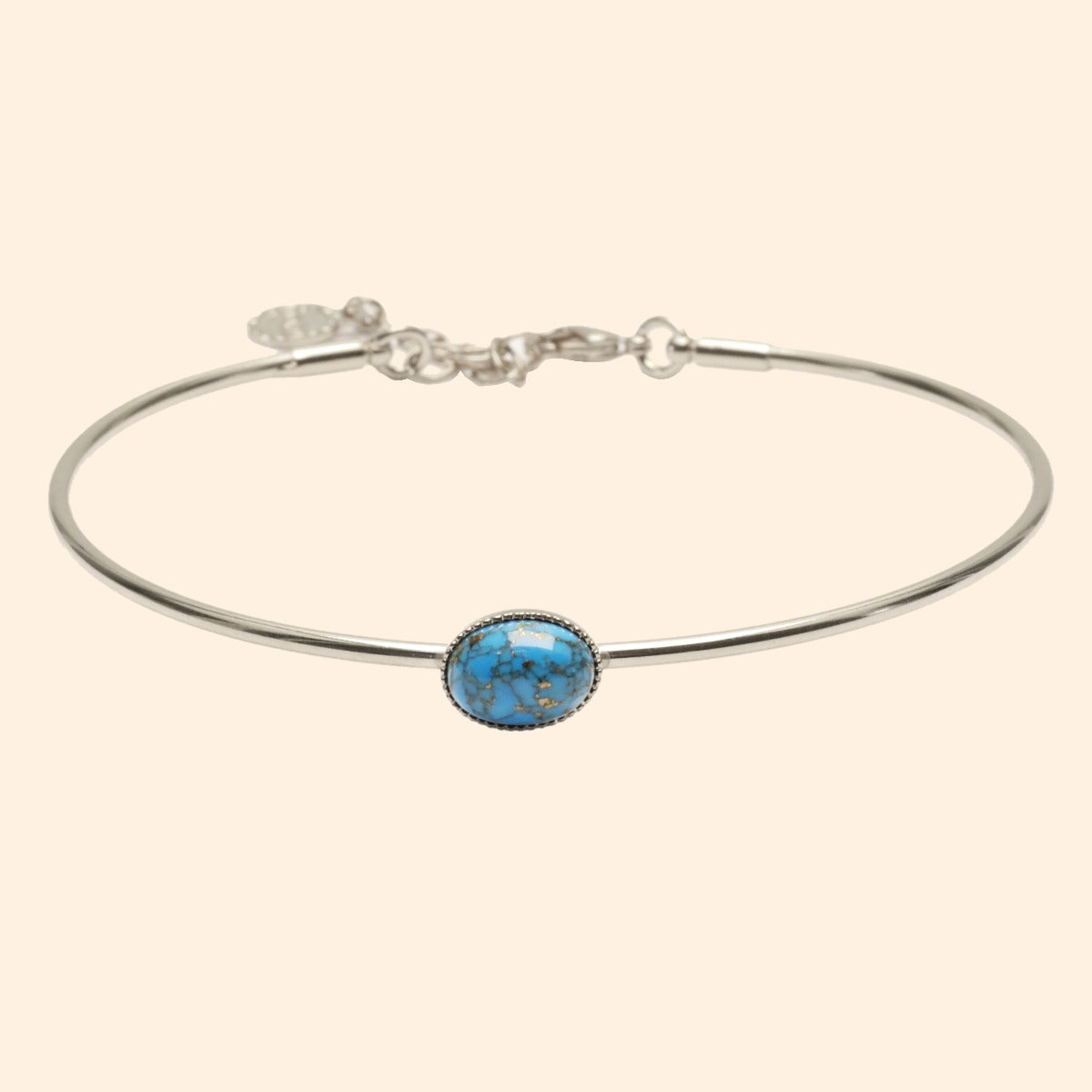 Jonc ajustable argent pierre turquoise