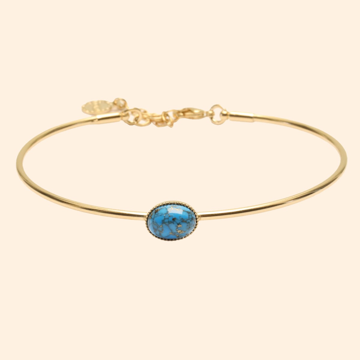 Jonc ajustable doré pierre turquoise