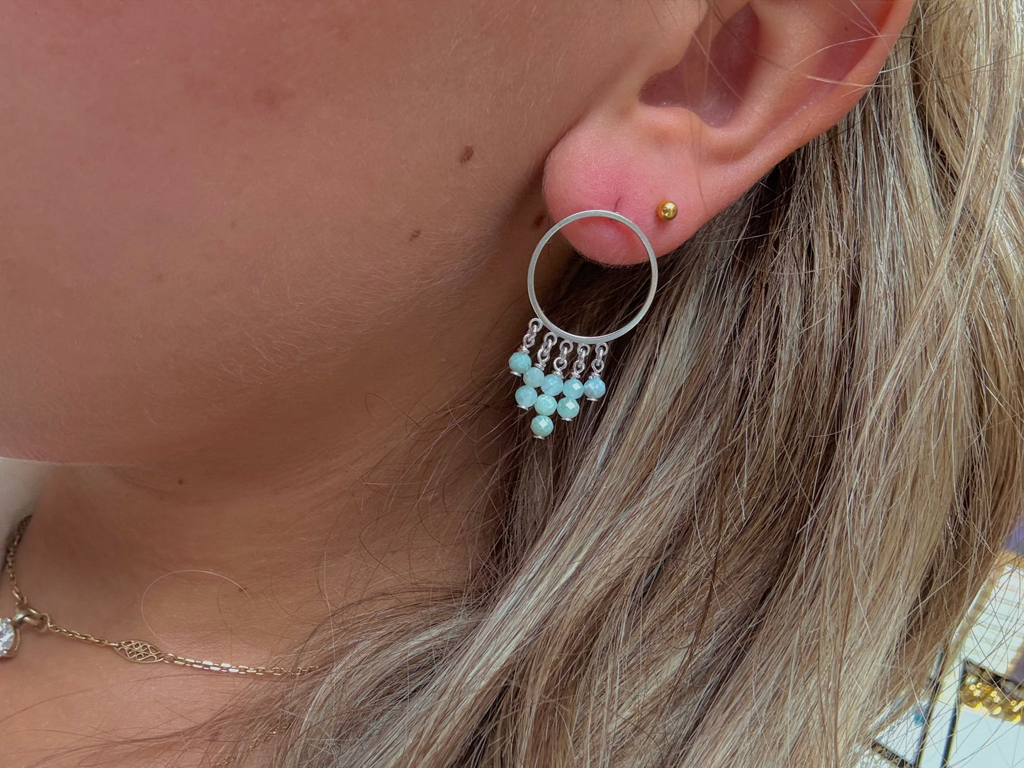 Boucles D'Oreilles Cercle Intemporel Pierre naturelle