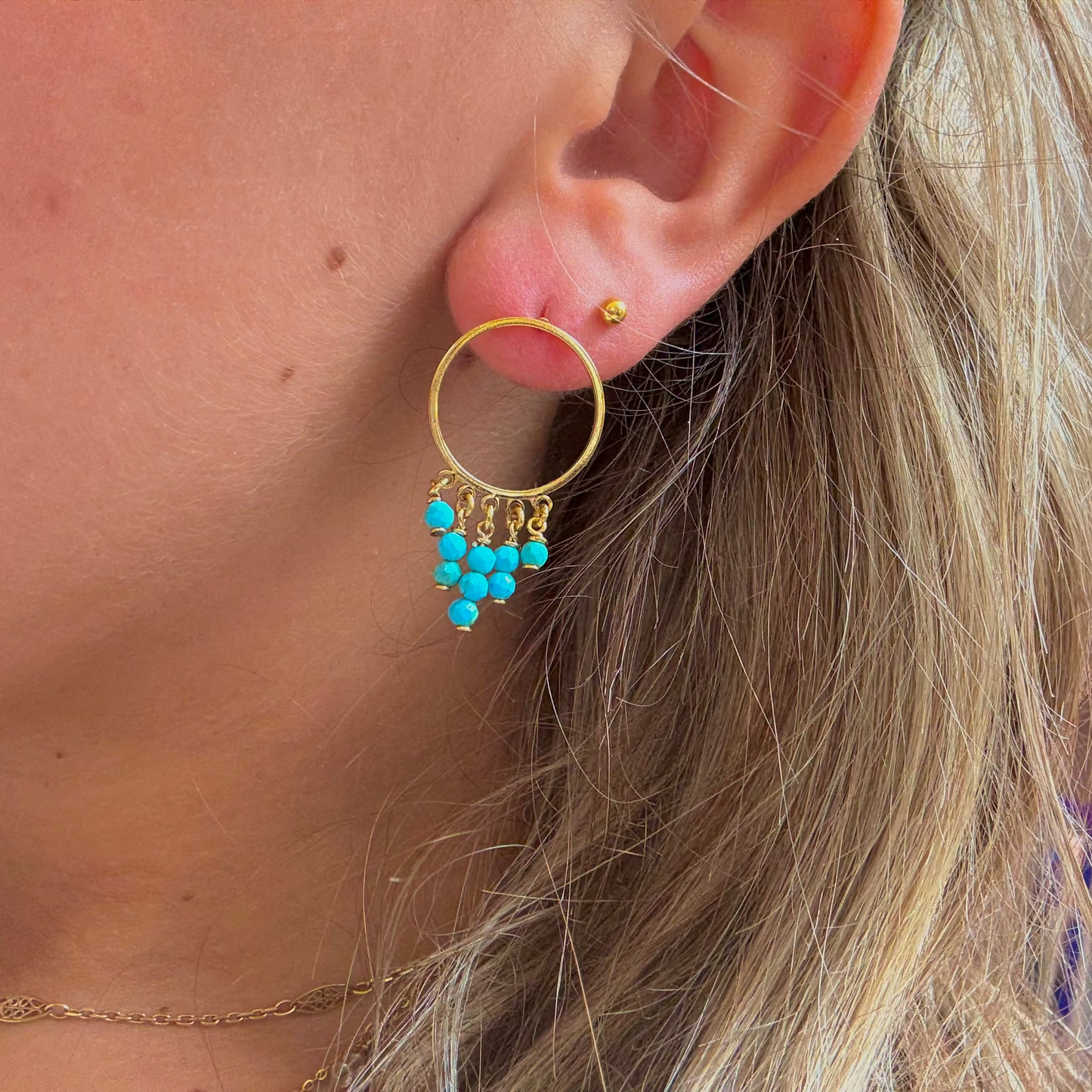 Boucles D'Oreilles Cercle Intemporel Pierre naturelle