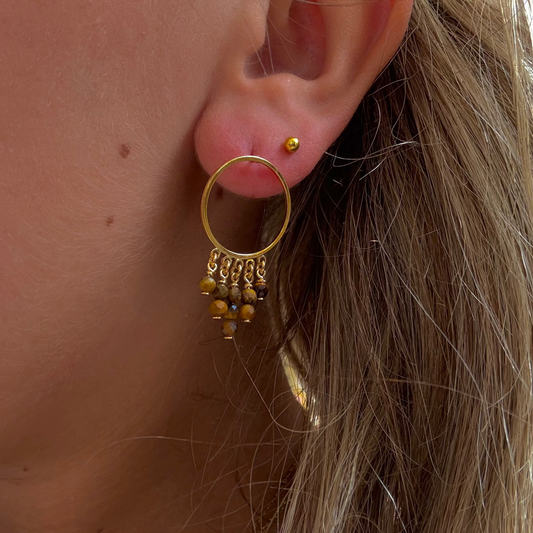 Boucles D'Oreilles Cercle Intemporel Pierre naturelle