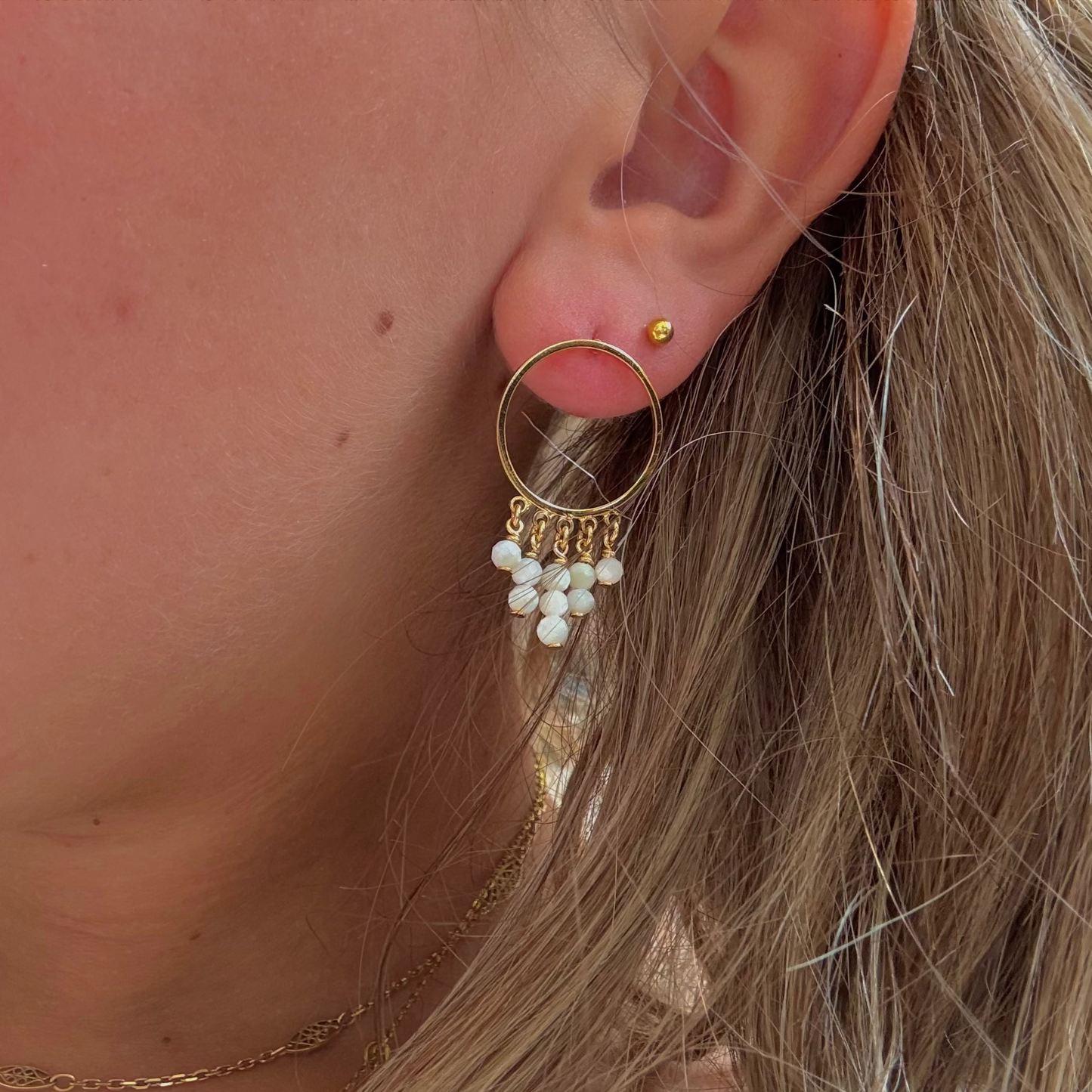 Boucles D'Oreilles Cercle Intemporel Pierre naturelle