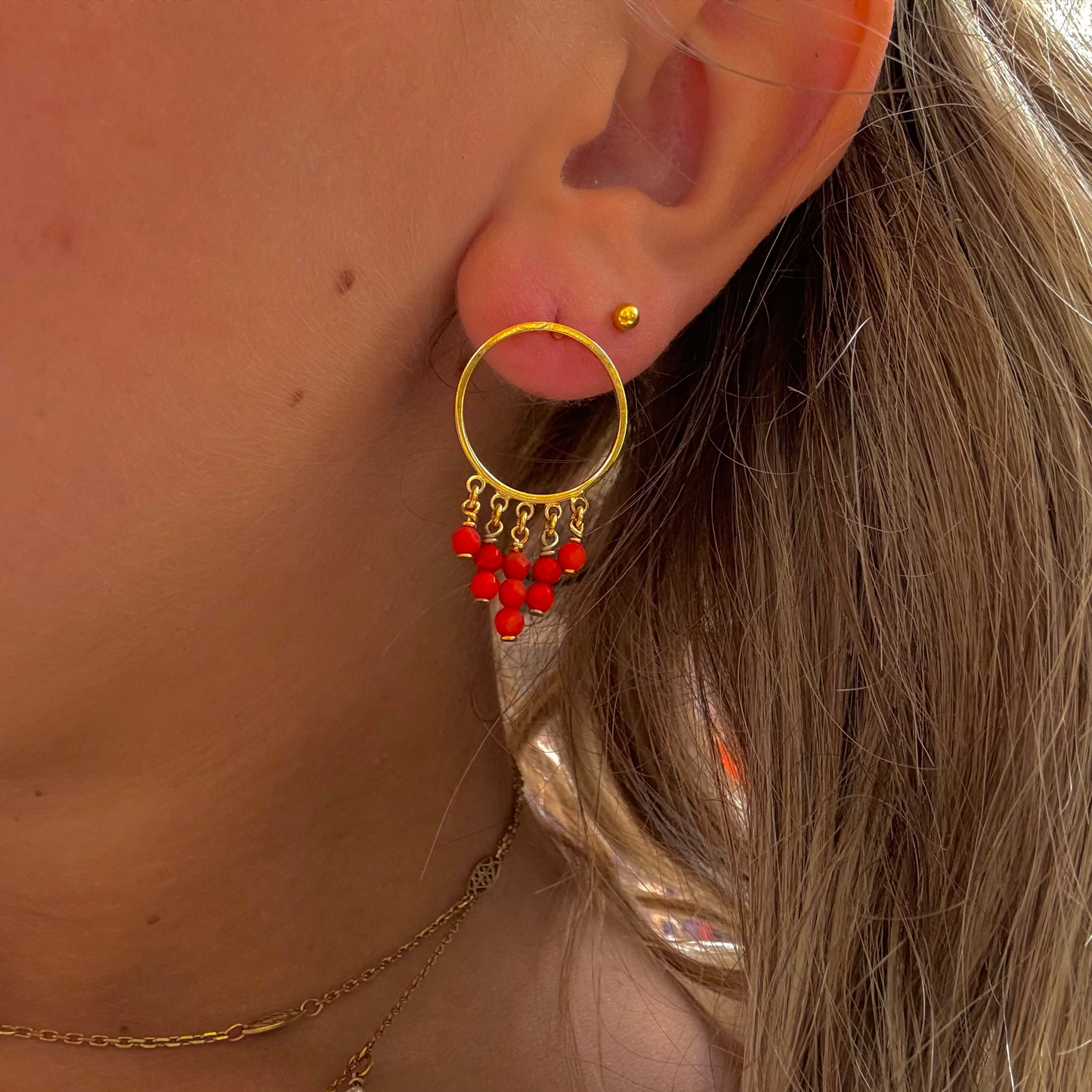 Boucles D'Oreilles Cercle Intemporel Pierre naturelle