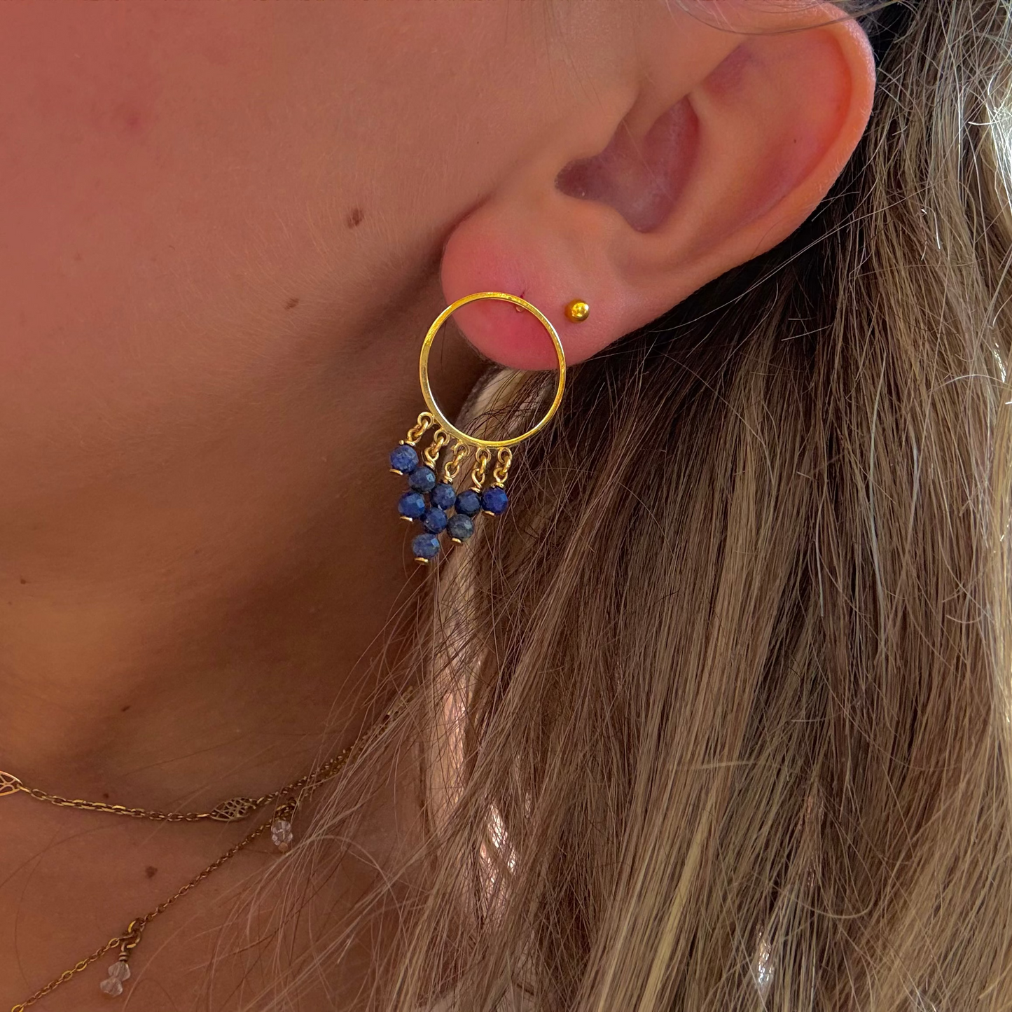 Boucles D'Oreilles Cercle Intemporel Pierre naturelle