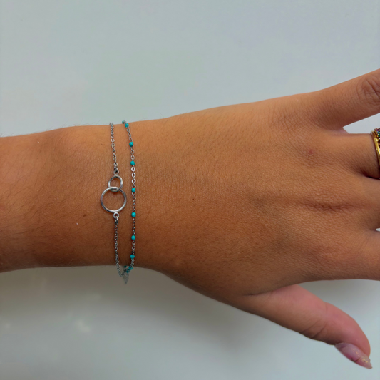 Bracelet Double Chaines Double Rond