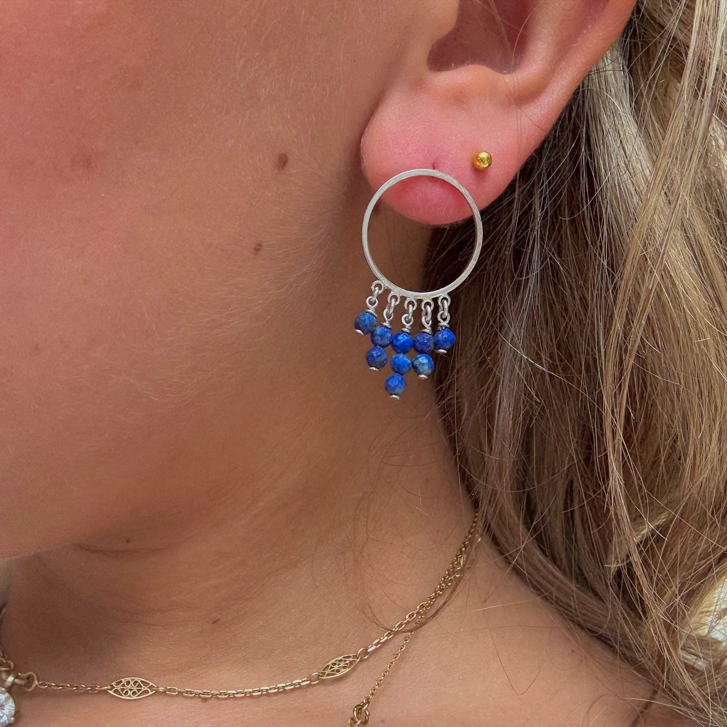 Boucles D'Oreilles Cercle Intemporel Pierre naturelle