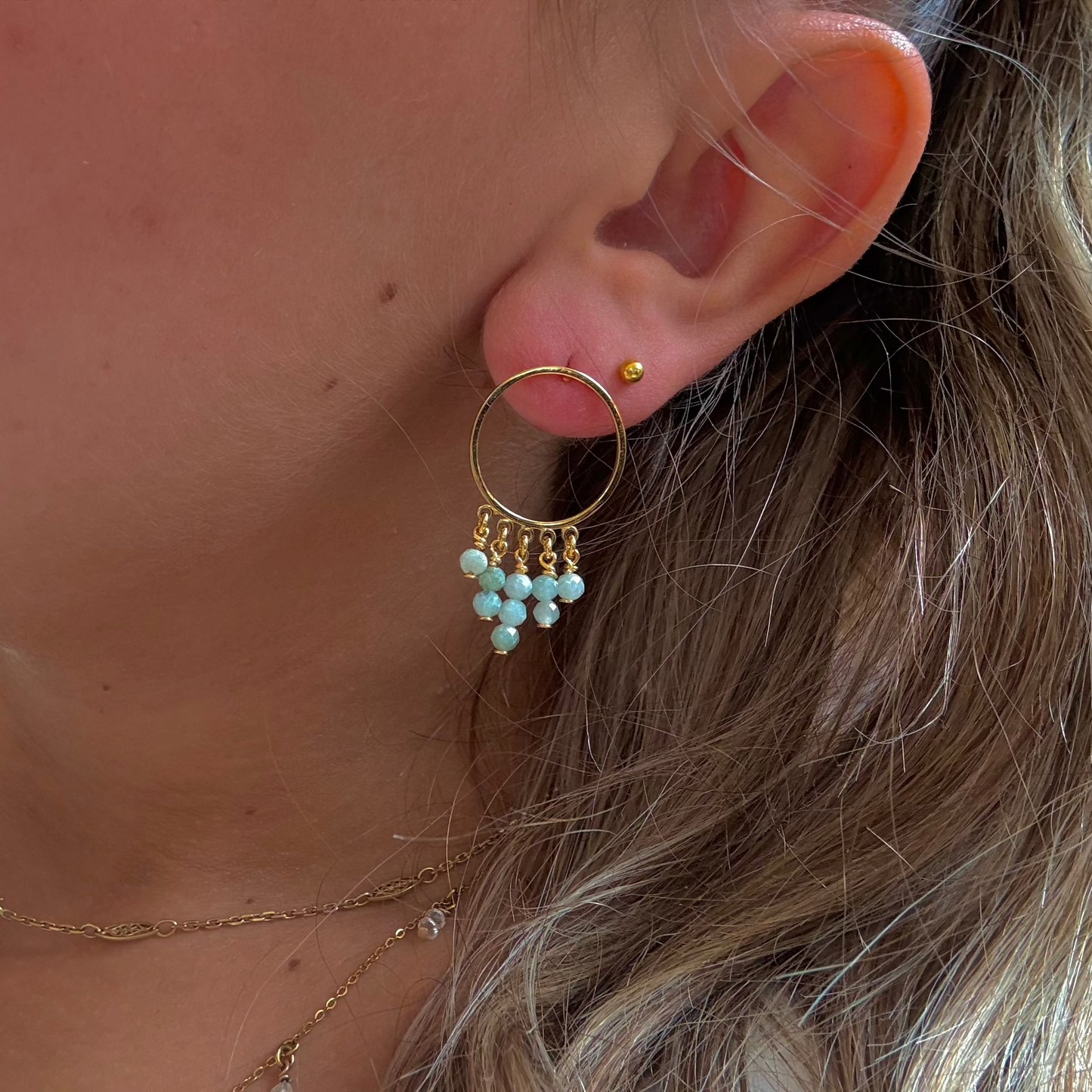 Boucles D'Oreilles Cercle Intemporel Pierre naturelle