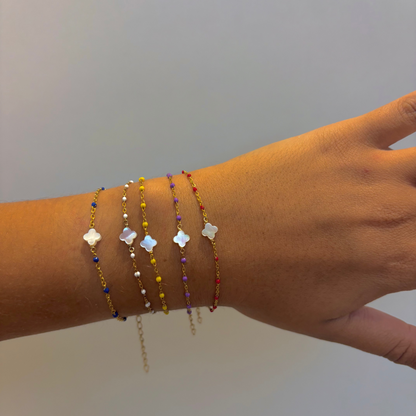 Bracelet Chaîne Perles de couleurs avec Nacre