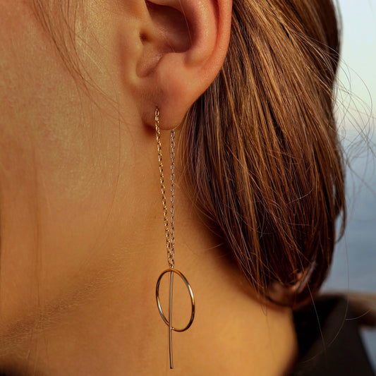 Boucles d'oreilles pendantes avec chainette cercle Laura - PM