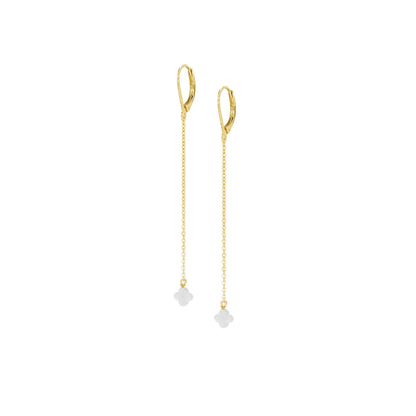 boucle chaine doré nacre trèfle blanche 