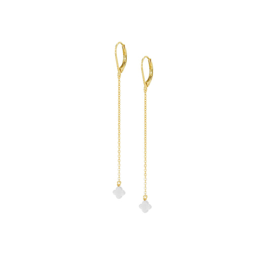 boucle chaine doré nacre trèfle blanche 