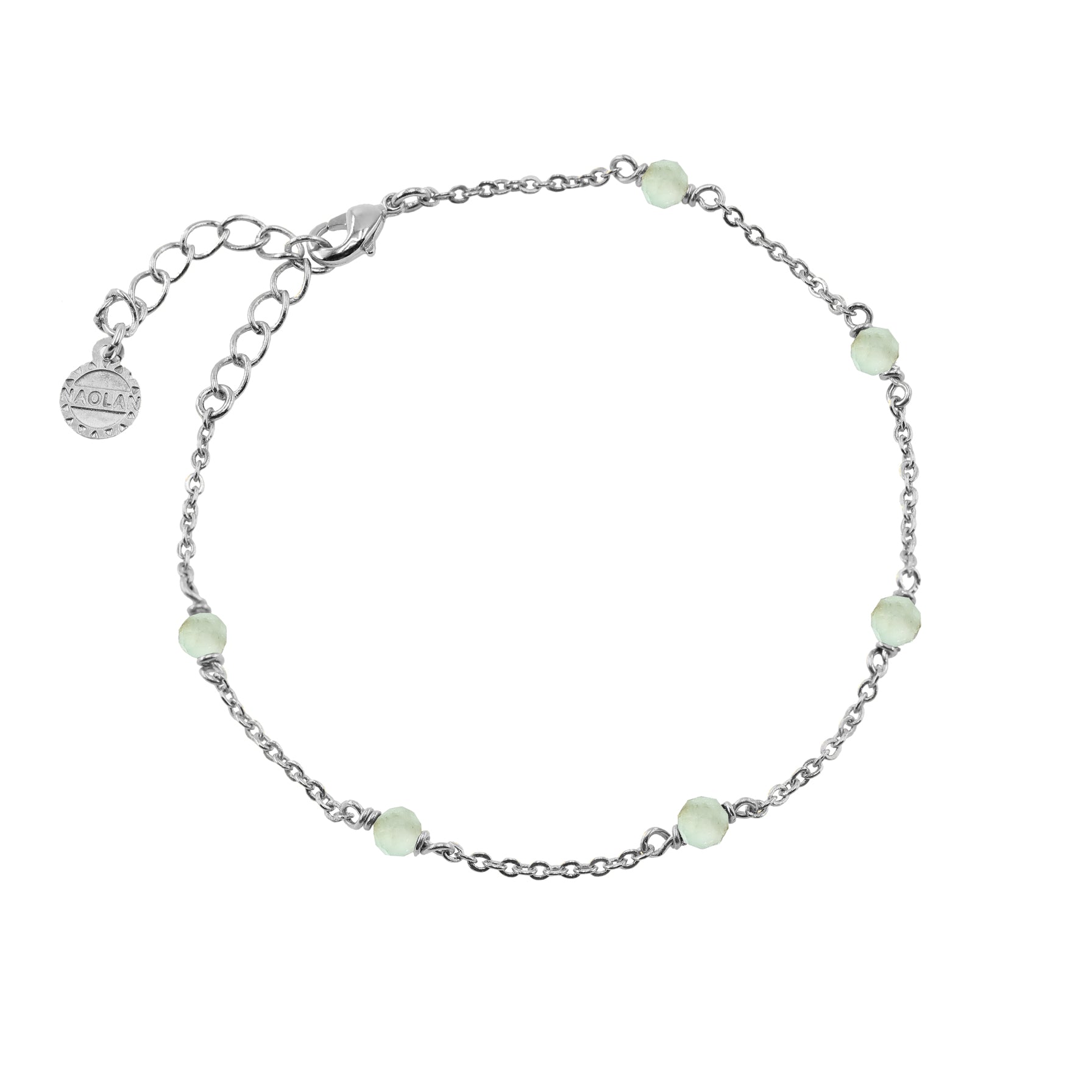 Bracelet ajustable argent pierre jades 