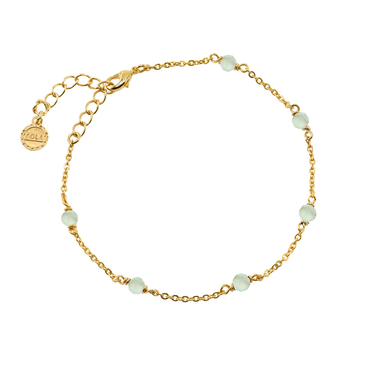 Bracelet ajustable doré pierres jades