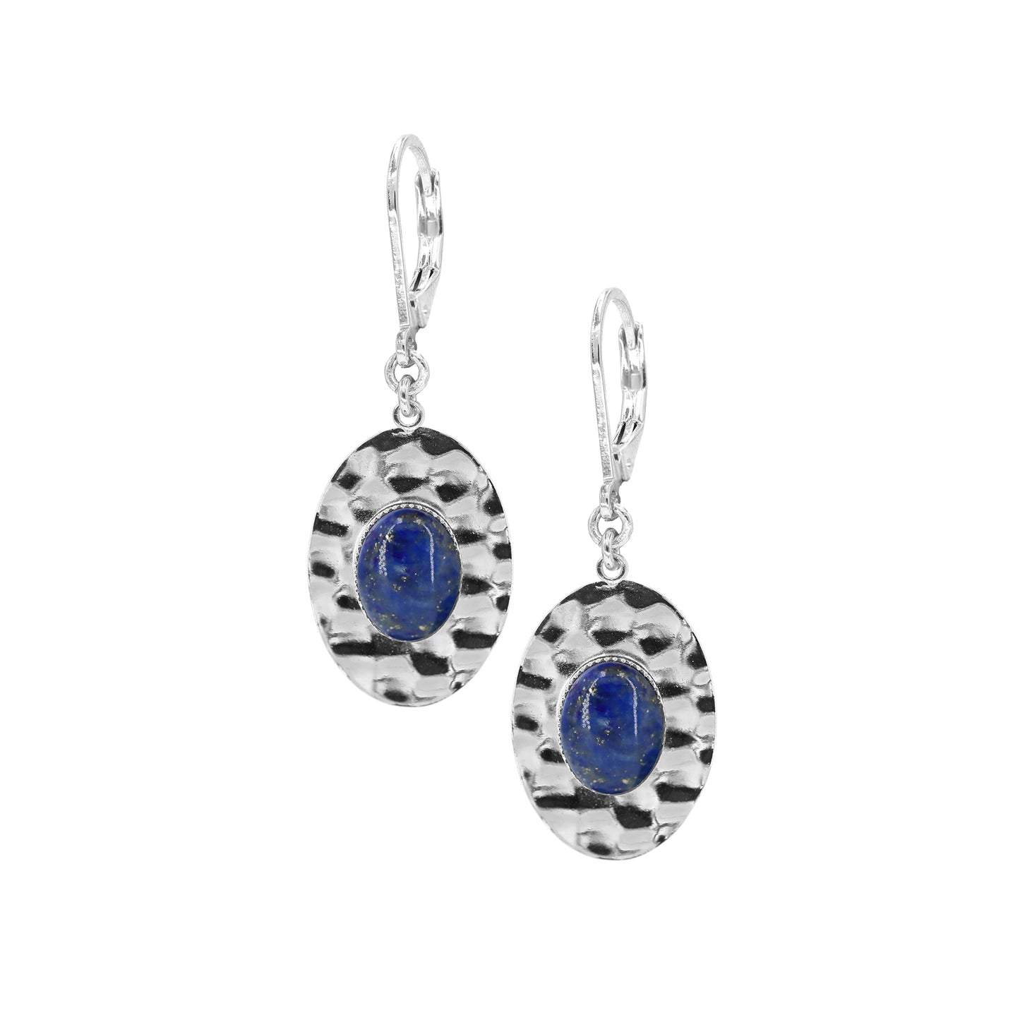 boucles martelées argent pierre lapis-lazuli