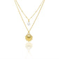 Collier deux chaines fines double rang perle d'eau douce et coquillage