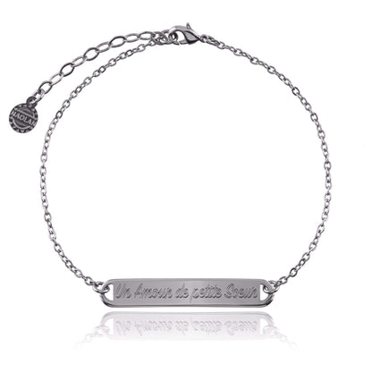 Bracelet chaîne gravé "un amour de petite soeur"