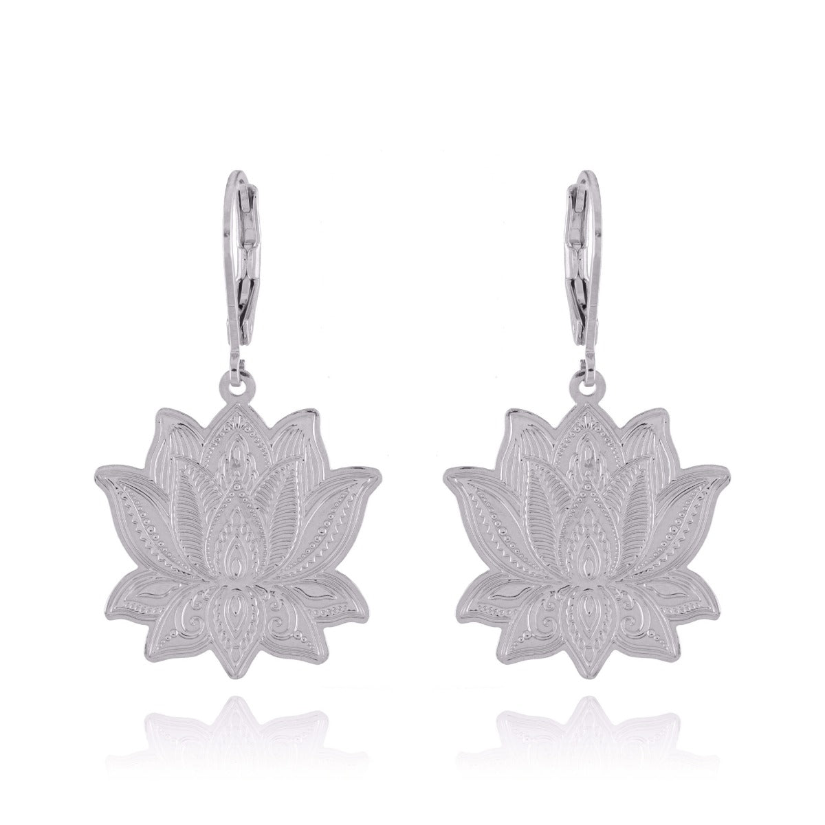 boucles coeur de lotus argent