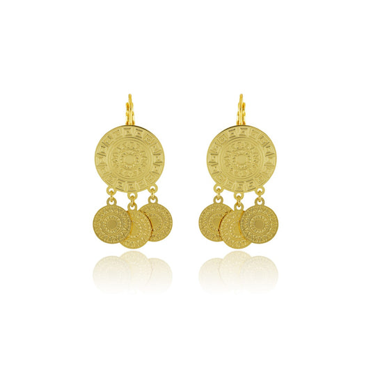 Boucles mayas trois pampilles or