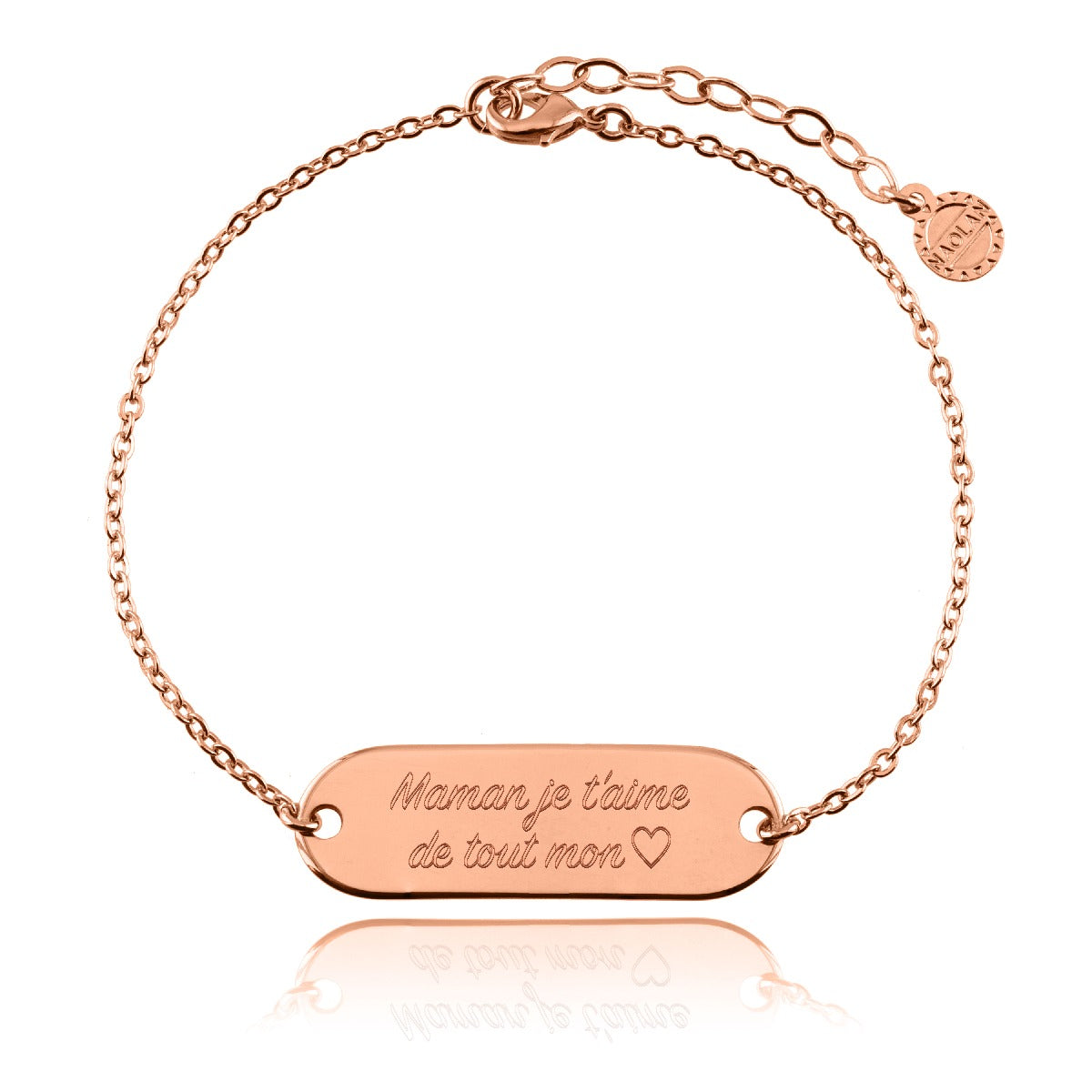 Bracelet chaîne gravé "Maman je t'aime de tout mon coeur" XL