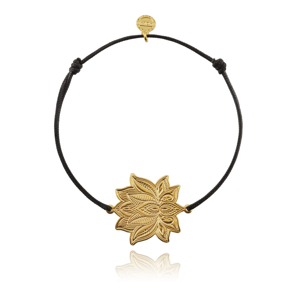Bracelet cordon coeur de lotus or