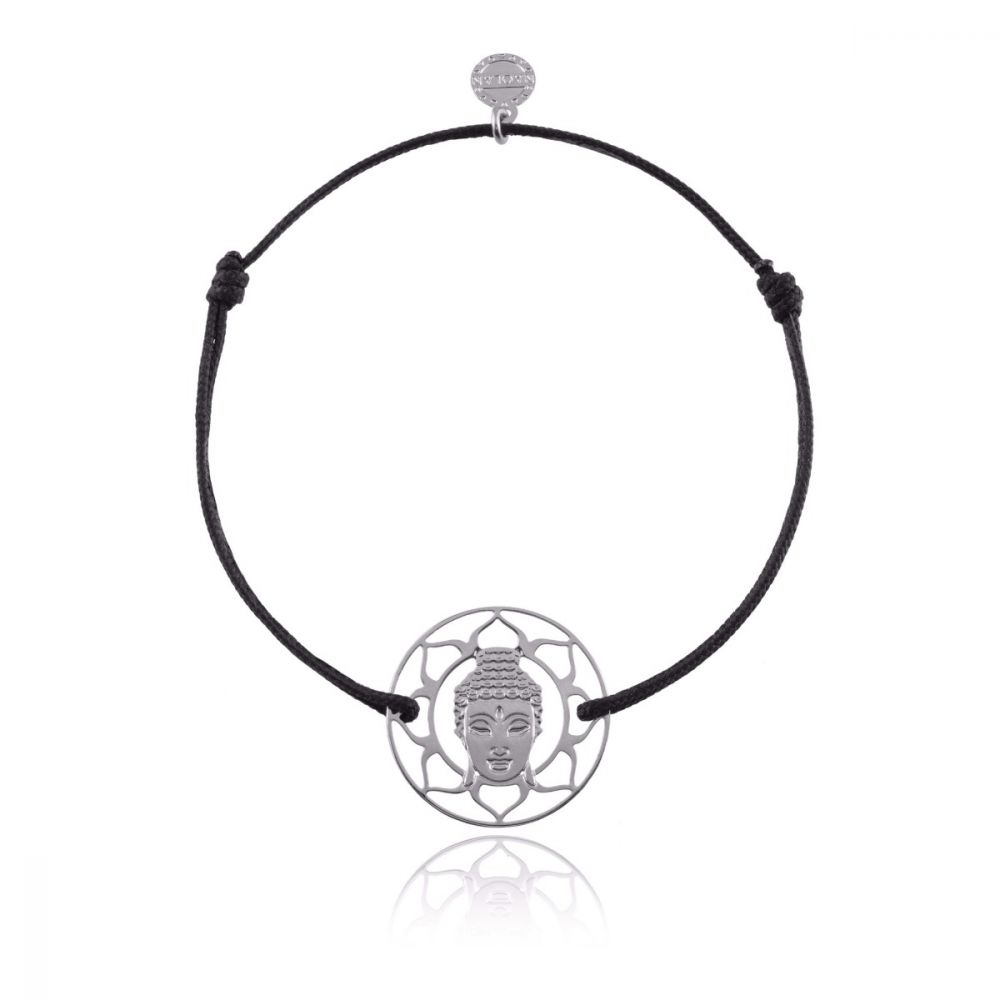 Bracelet cordon ajustable bouddha argent